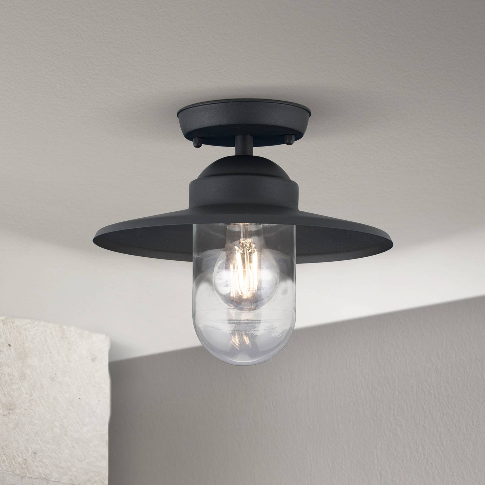 ORION Zewnętrzna lampa sufitowa Edward, antracyt, Ø 27,5 cm, aluminium