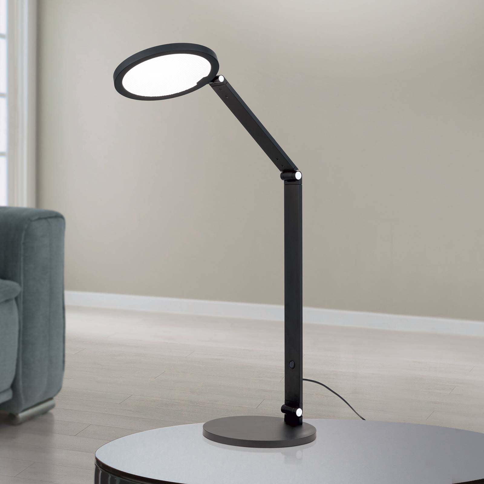 ORION Lampa stołowa LED Fati, czarna, wysokość 60 cm, aluminium, ściemniany