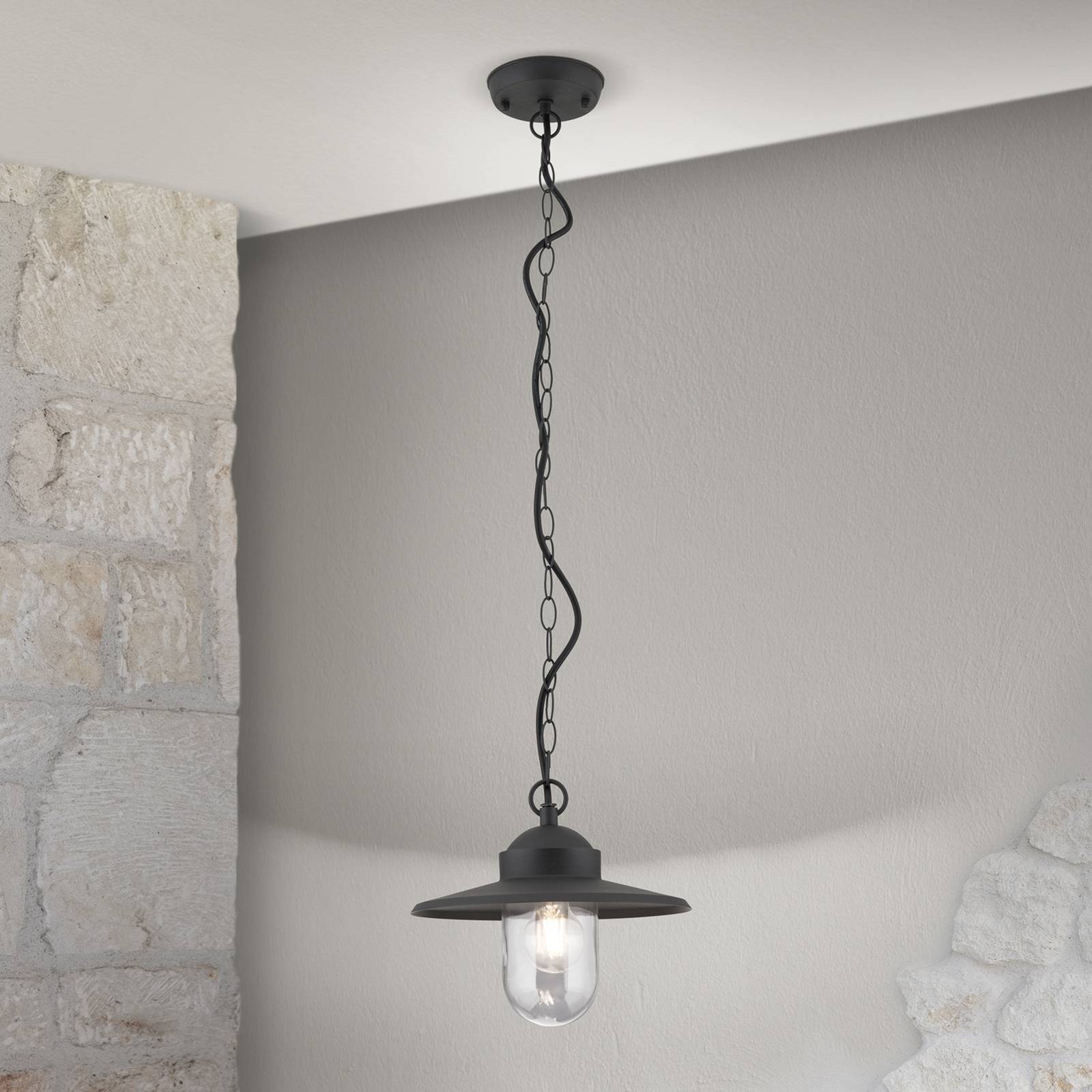 ORION Lampa wisząca zewnętrzna Edward, antracyt, Ø 27,5 cm, aluminium