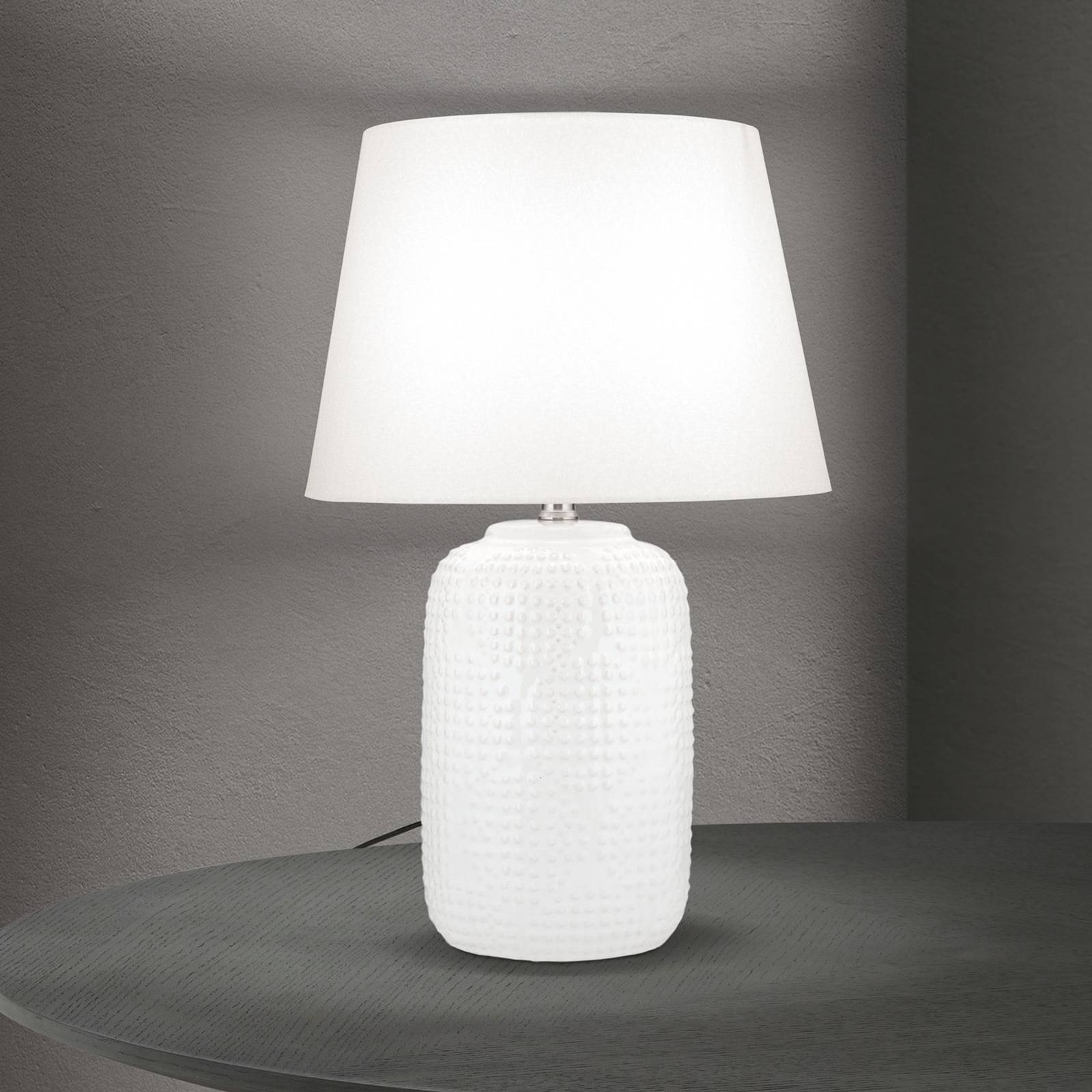 ORION Lampa stołowa Coral, biała, wysokość 51 cm, ceramika/len