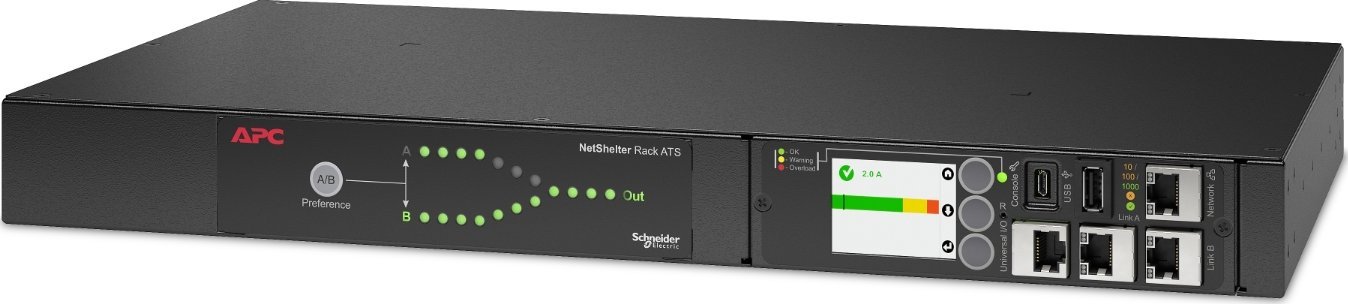 APC Przełącznik AP4421A Rack ATS, 230V, 10A, C14 in, 12 C13 out