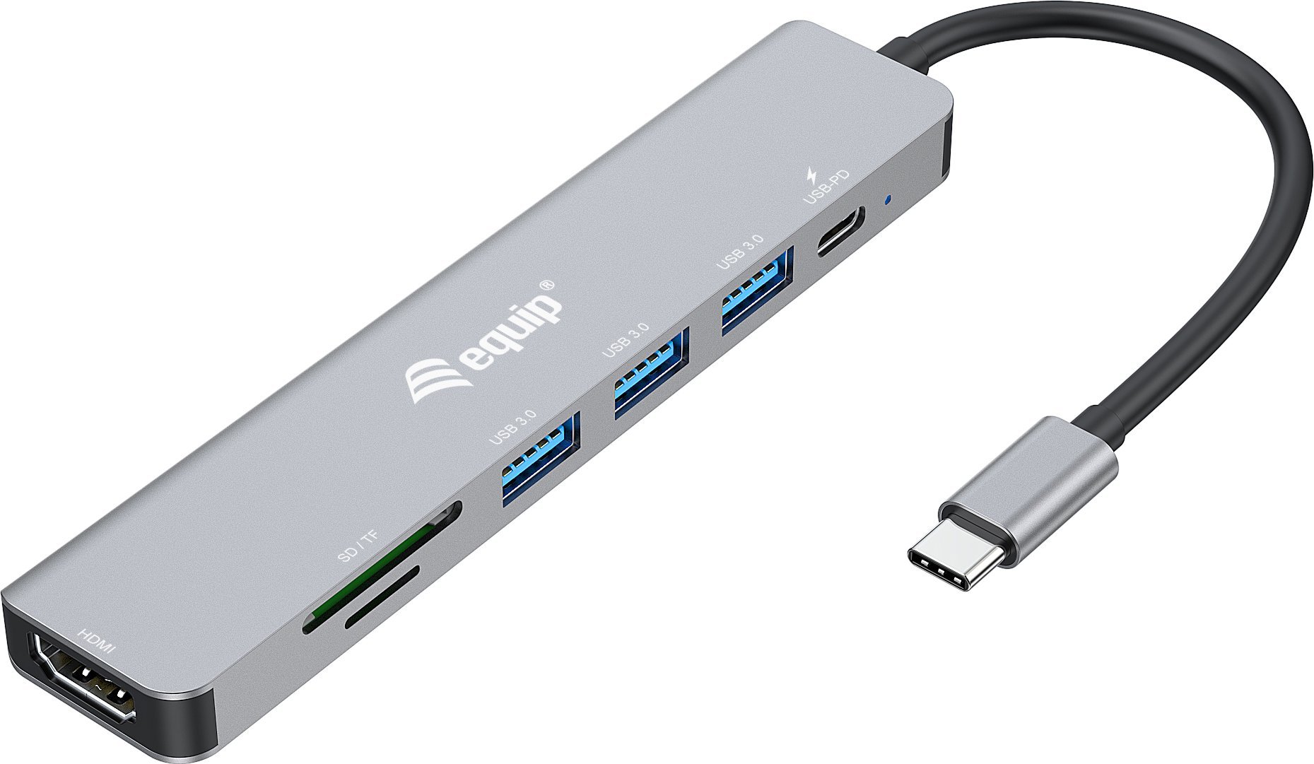 HUB USB Equip Equip Dock USB-C->HDMI,3x USB3.0, 100W PD,SD/TF schwarz