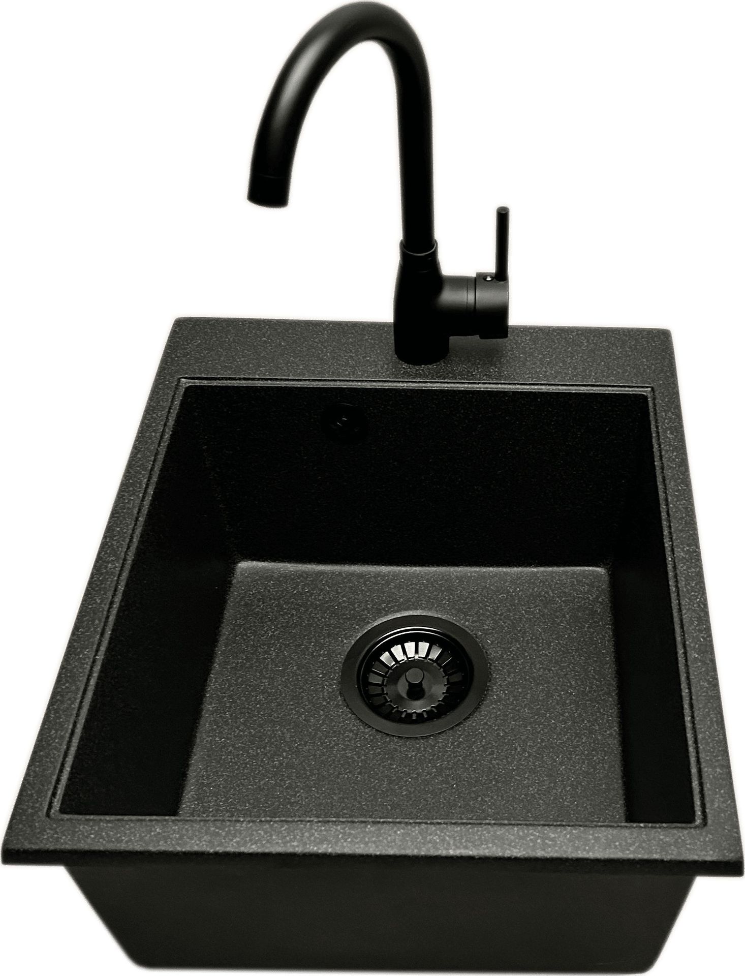 Zlewozmywak PREHNIT Zlewozmywak jednokomorowy COBALT grafit + bateria czarna LUNA