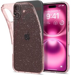 Spigen Etui Liquid Crystal Glitter do iPhone 16, różowe z brokatem