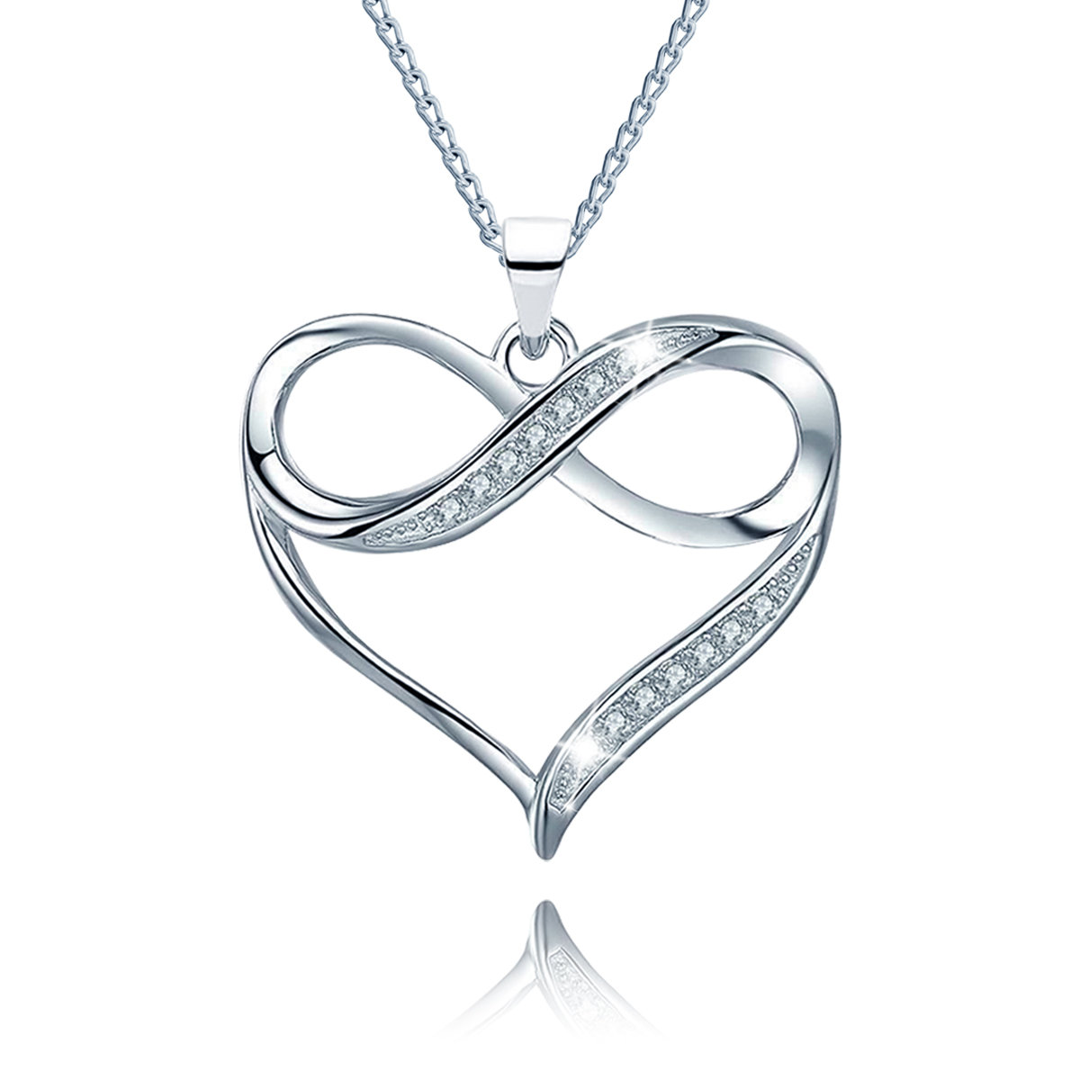 Naszyjnik Wisiorek Srebrny Serce Infinity Nieskończoności Prezent dla Mamy Dziecka Walentynki Święta