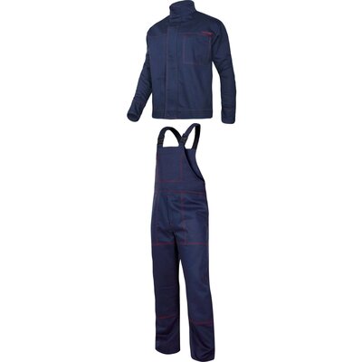 LAHTI PRO Ubranie robocze spawalnicze ze wzmocnionymi manketami bluza i ogrodniczki roz XXXL c) L4140636 LPL4140636