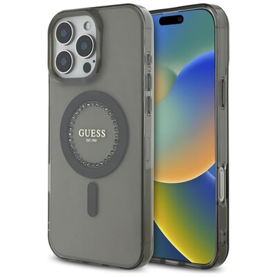Etui GUESS IML Rhinestones MagSafe do Apple iPhone 16 Pro Max Czarny | Bezpłatny transport