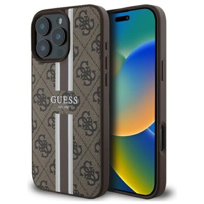 Guess 4G Printed Stripes do iPhone 16 Pro brązowy