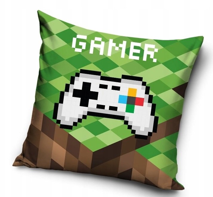 POSZEWKA NA PODUSZKĘ 40x40 JAŚKA PIXELE GAMER dla dziecka dziecięca