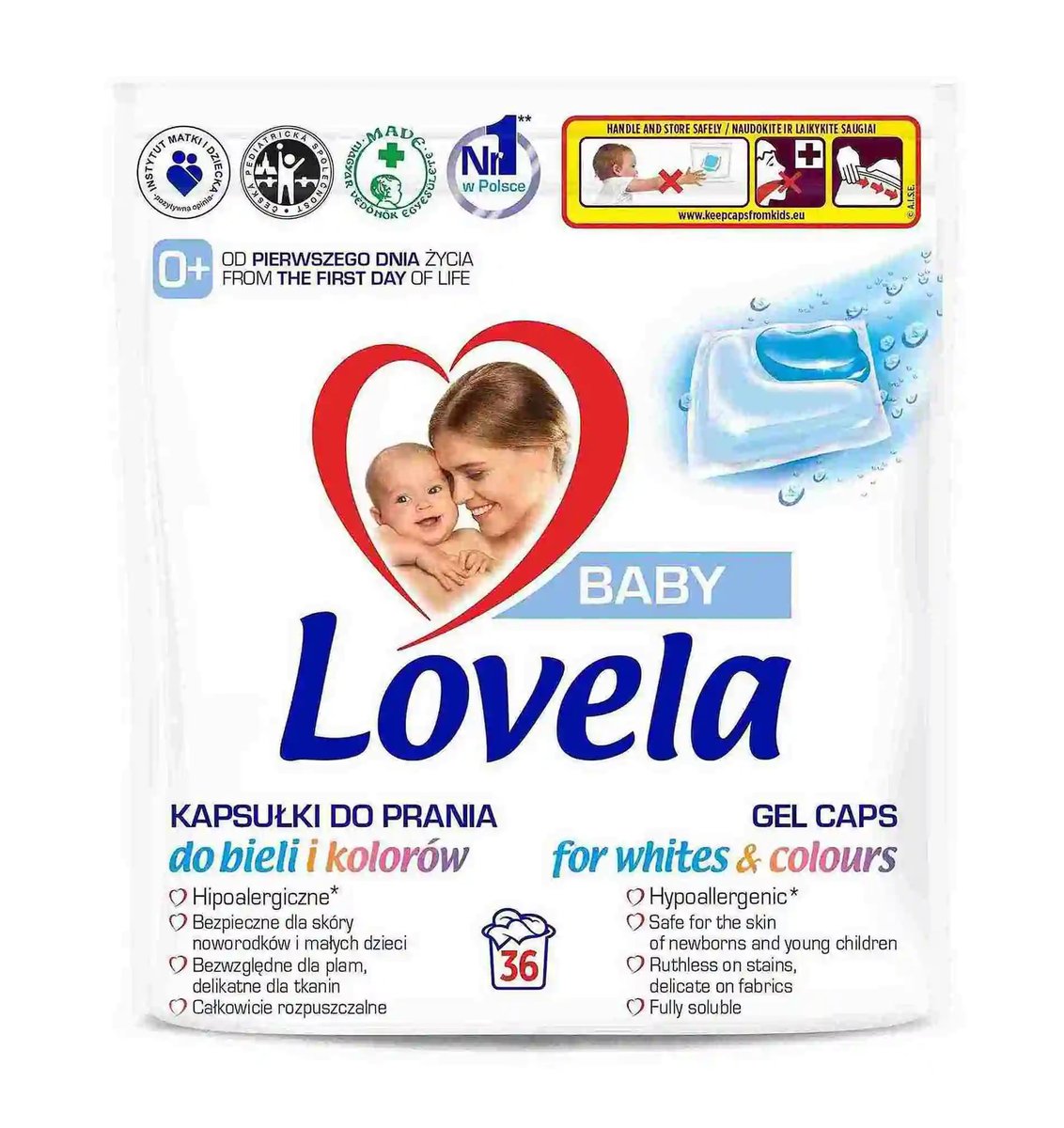 Kapsułki do prania LOVELA Baby Uniwersalne białe kolor  36szt