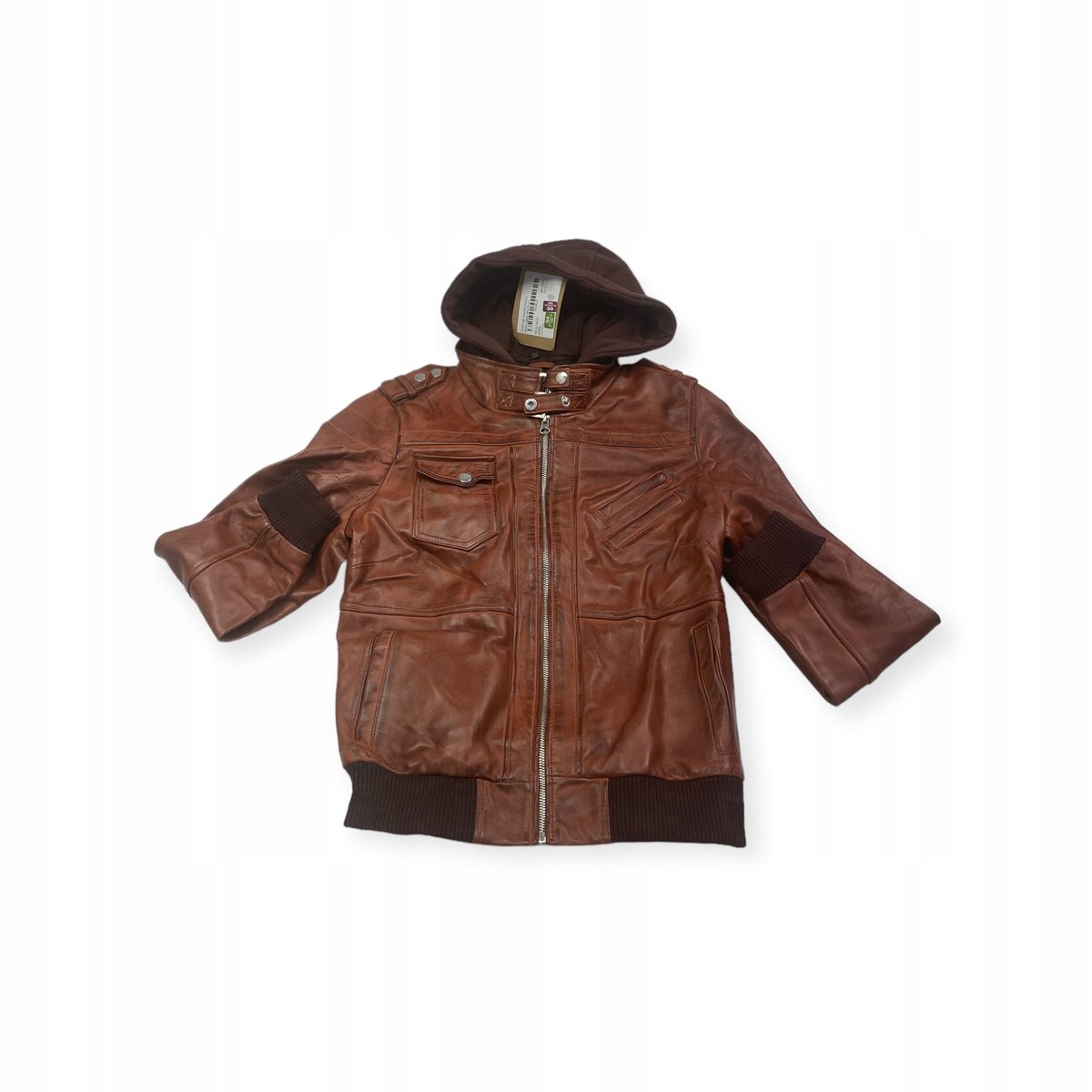 Skórzana kurtka damska z kapturem Real Leather L