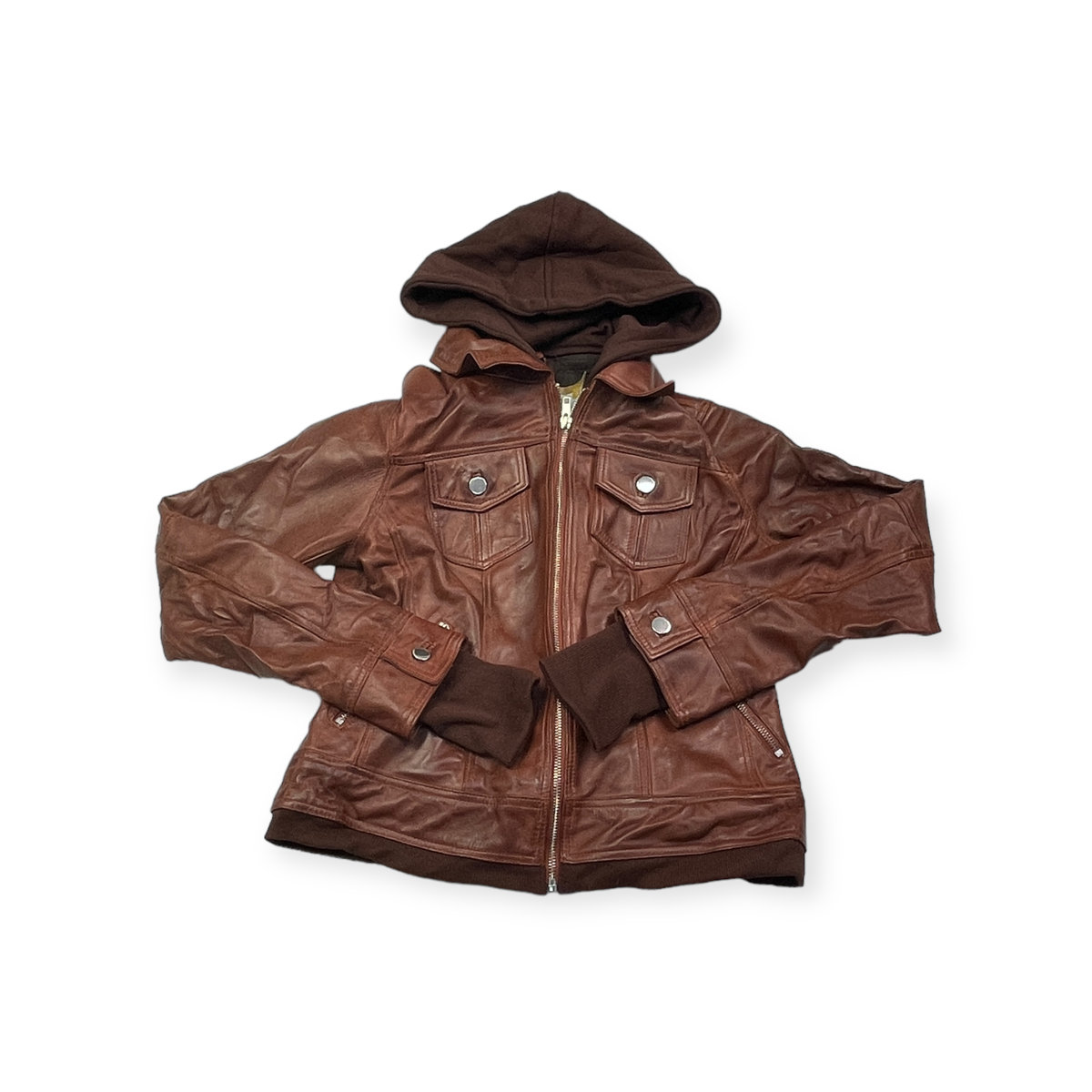 Skórzana kurtka damska z kapturem Real Leather S