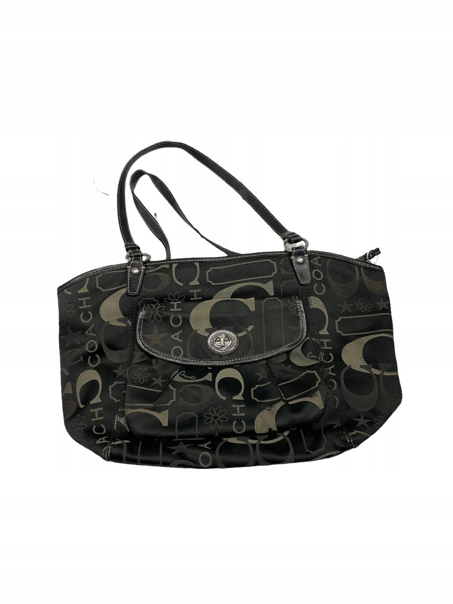 Elegancka czarna torebka damska uchwyty COACH