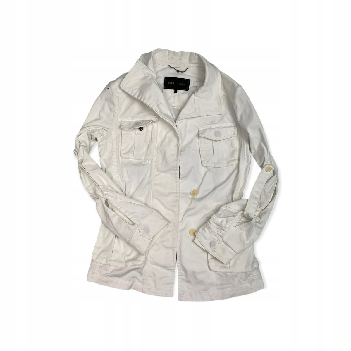 Jeansowa kurtka damska biała BCBGMAXAZRIA XXS