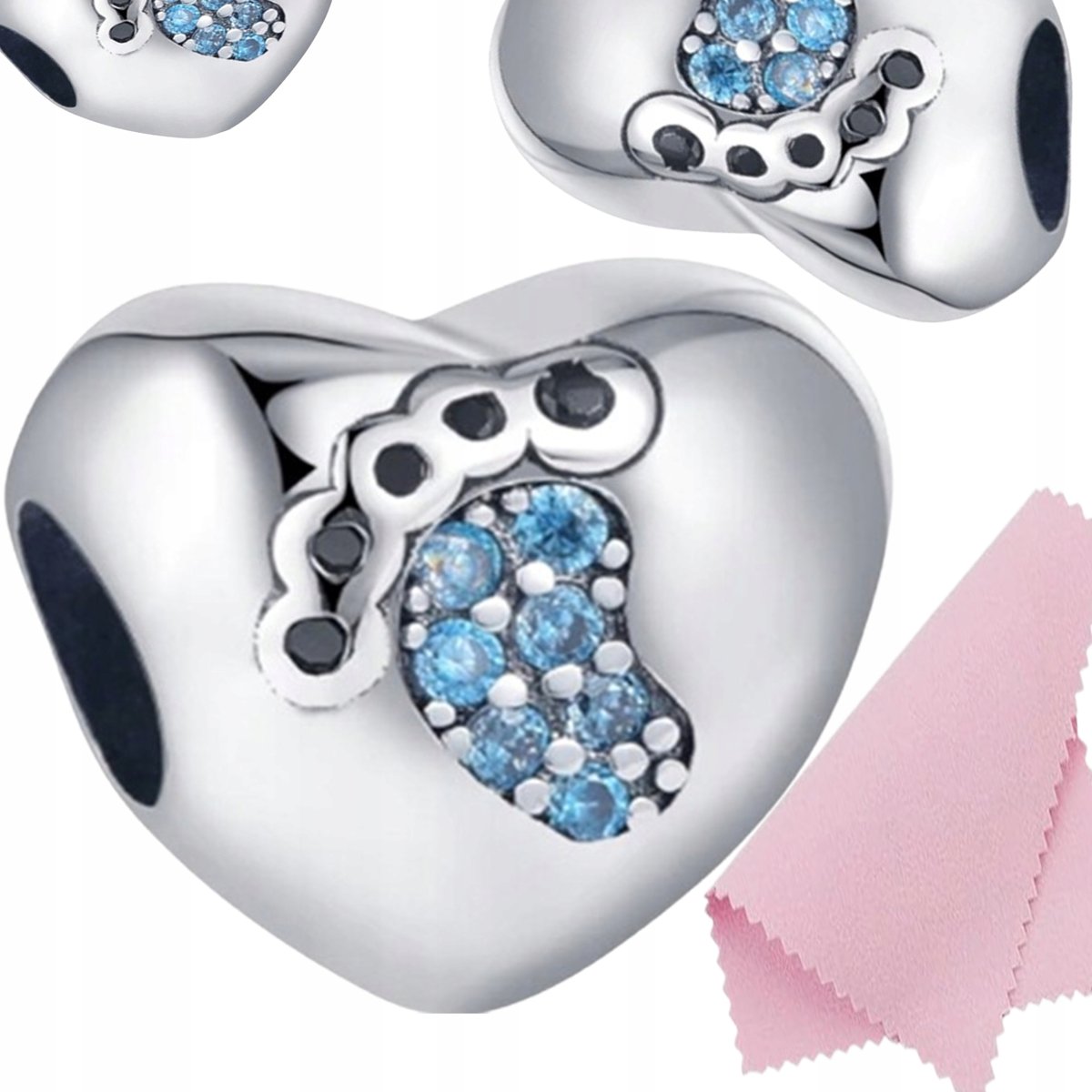 CHARMS Zawieszka Synek Chłopiec Stópki Syn charmsy beads serce s925