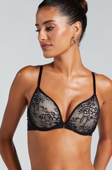 Hunkemöller Usztywniany długoszczelny push-up z fiszbinami Lea Czarny