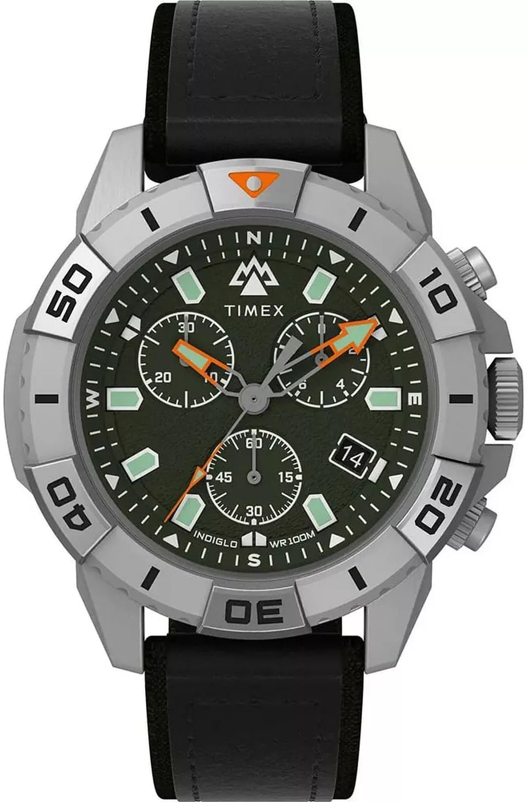 Zegarek Timex TW2W16100 Black Leather Strap 42mm 