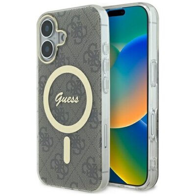 Etui GUESS IML 4G MagSafe do Apple iPhone 16 Brązowy | Bezpłatny transport