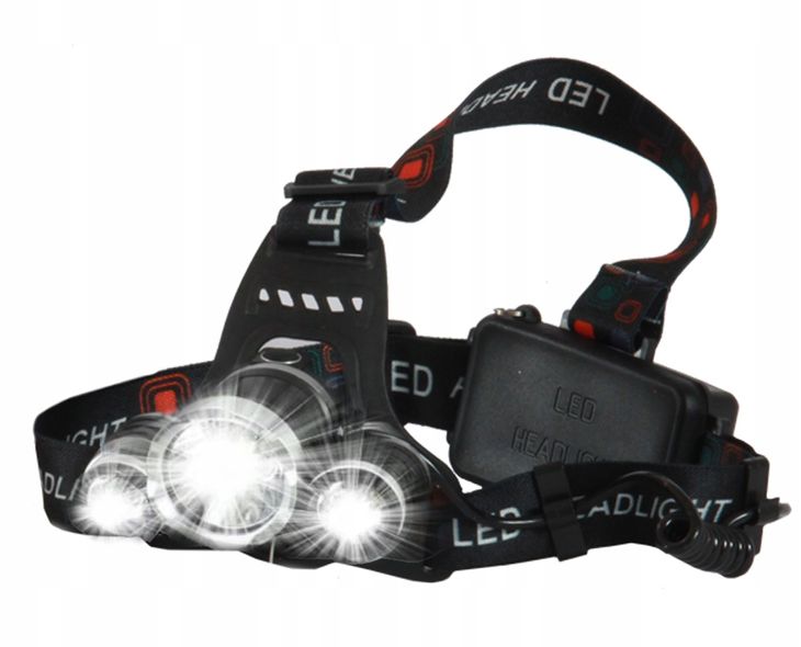 Mocna Latarka Czołowa 3xled T6 Czołówka Akumulator