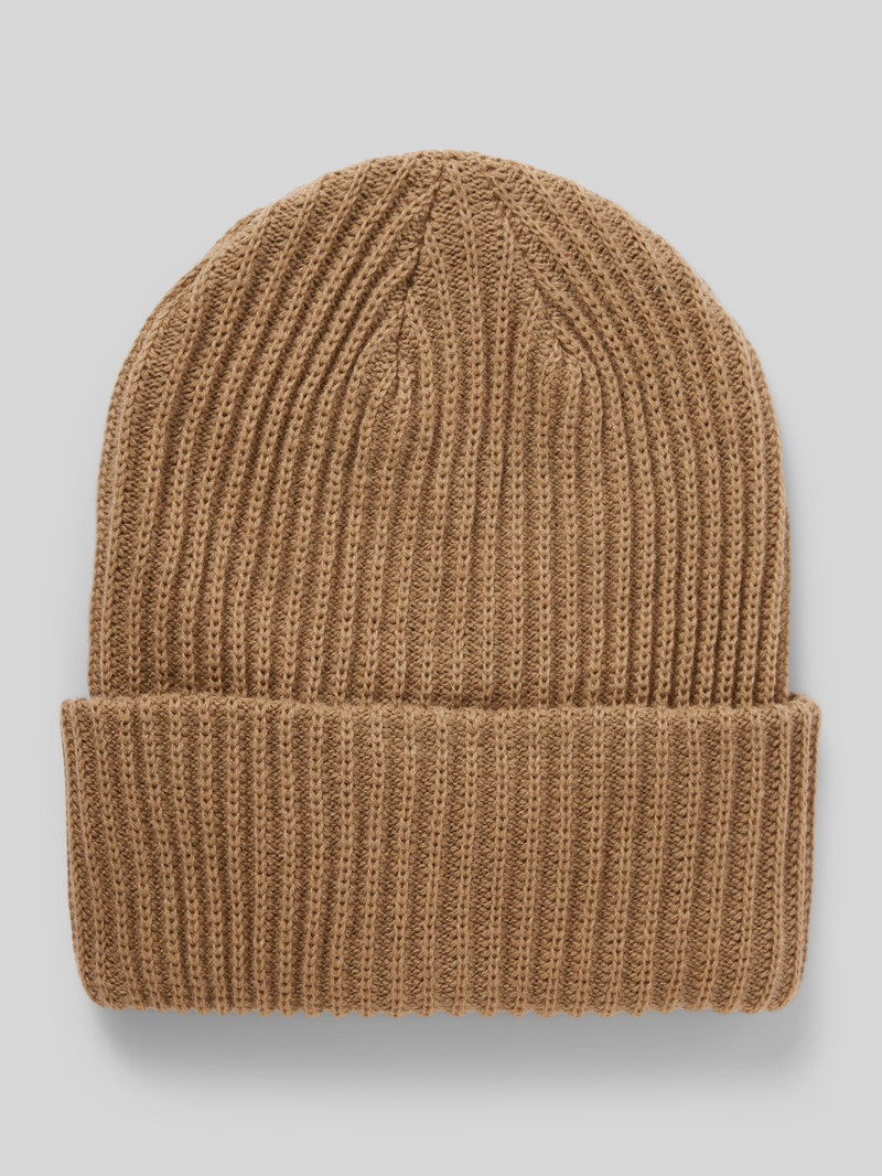 Czapka beanie z prążowanej dzianiny z brzegiem model ‘HEXO’