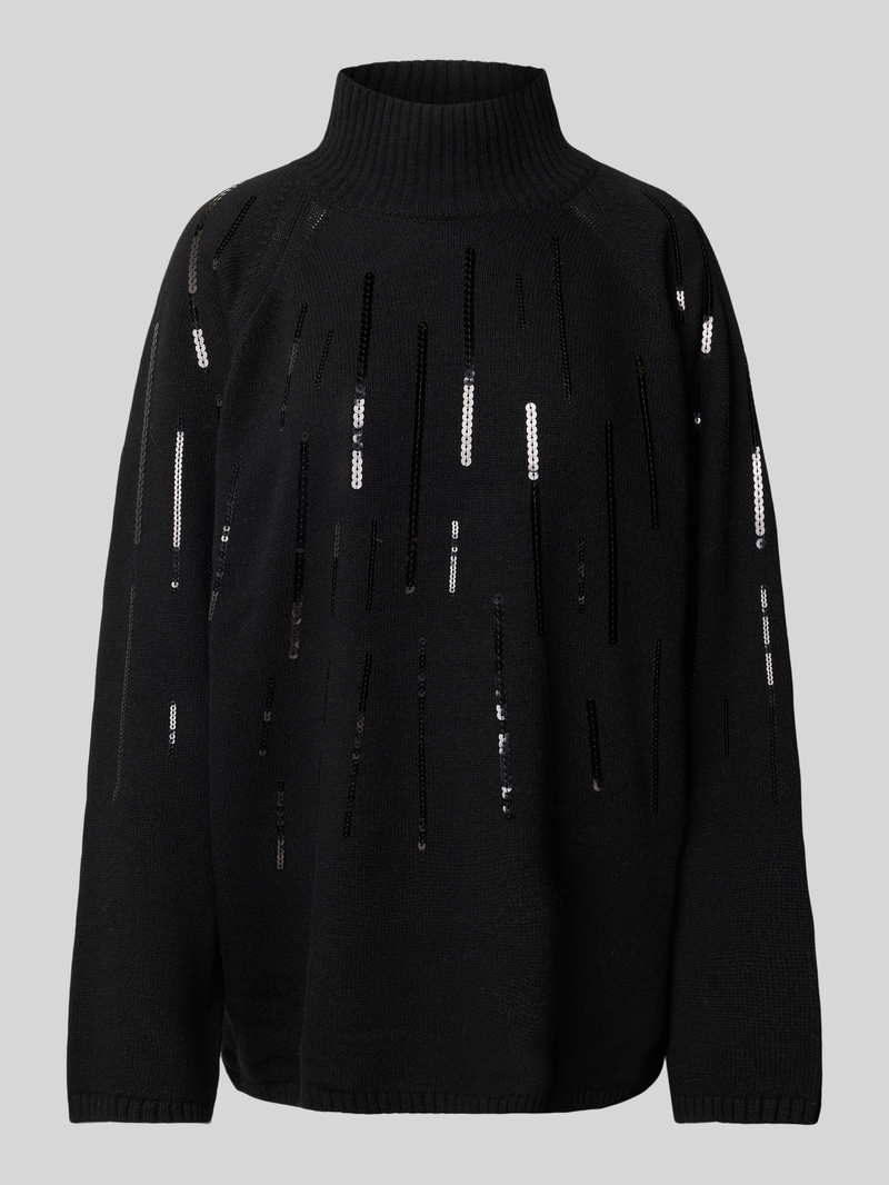 Sweter z dzianiny z cekinowym obszyciem