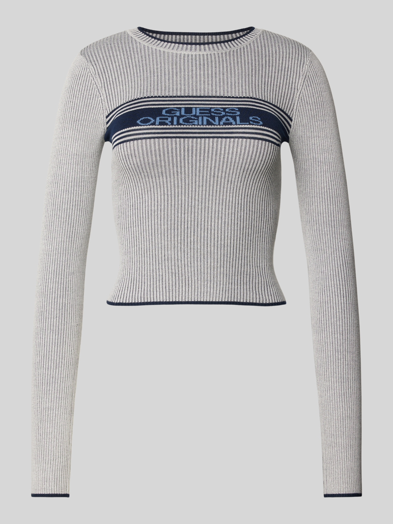 Bluzka z długim rękawem i wyhaftowanym logo model ‘JACQUARD’