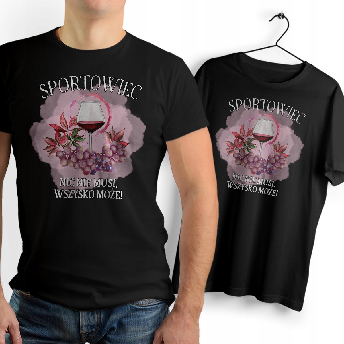 T-Shirt czarny Dla Sportowca Na Prezent z Dowolnym Nadrukiem Zdjęciem