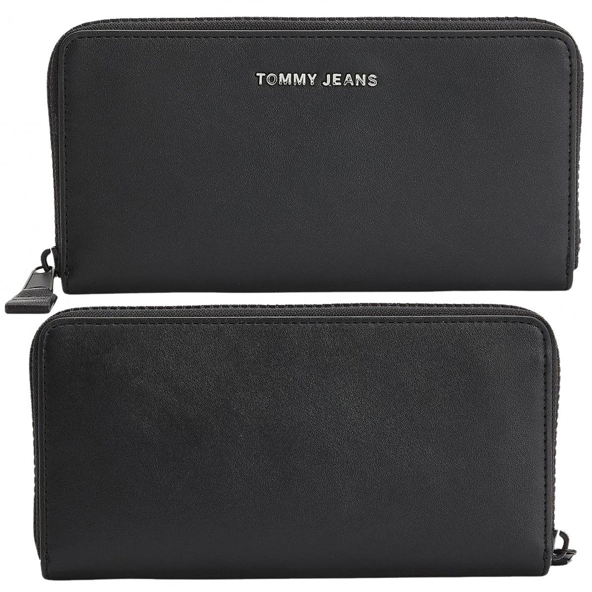 Tommy Jeans duży klasyczny portfel damski czarny bilon AW0AW11849