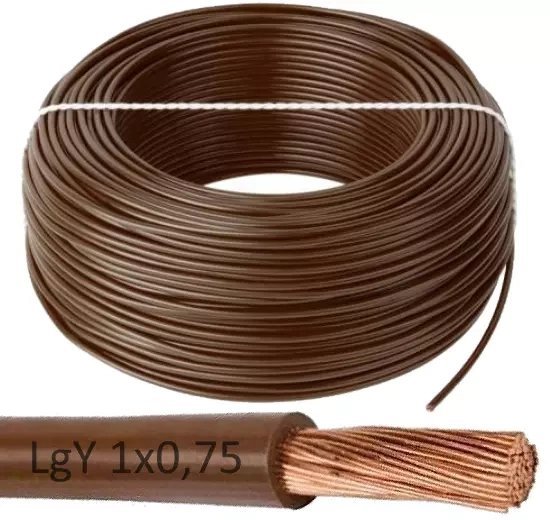 BRĄZOWY ZAMEL Przewód Kabel LgY 1x0,75 300/500