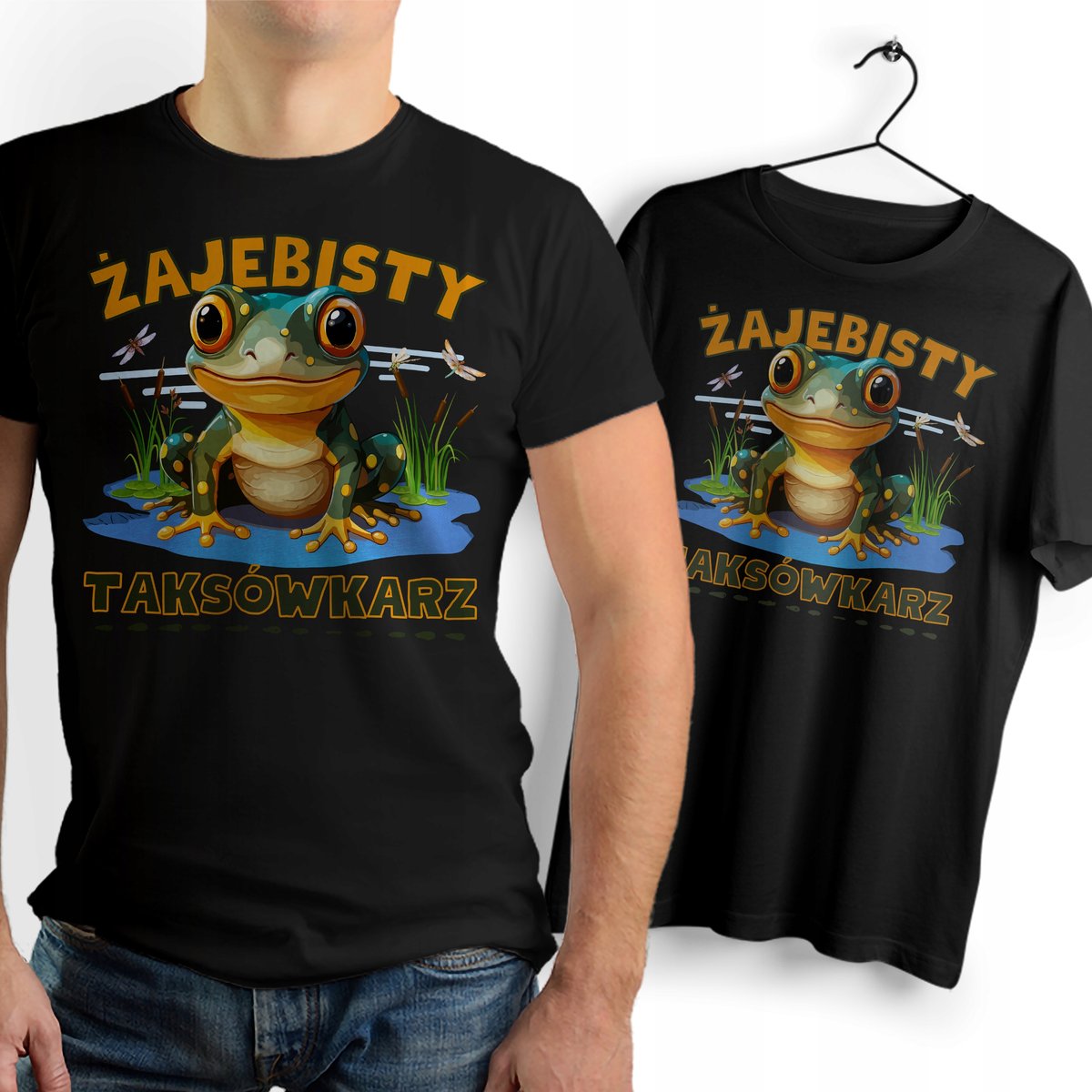 T-Shirt czarny Dla Taksówkarza Na Prezent z Dowolnym Nadrukiem Zdjęciem
