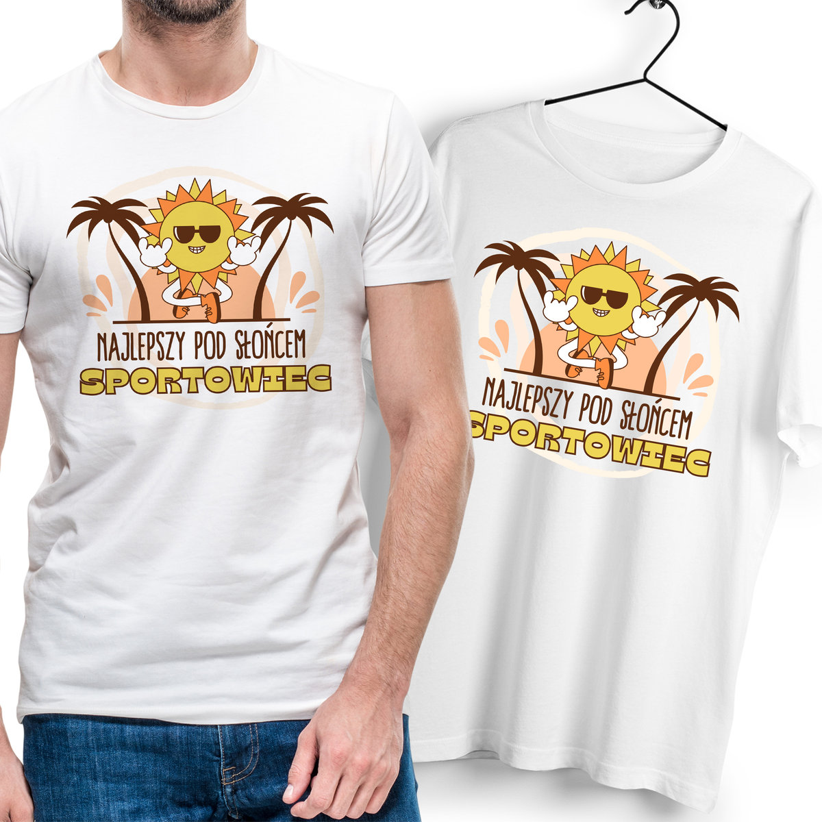 T-Shirt Dla Sportowca biały Na Prezent z Dowolnym Nadrukiem Zdjęciem Gift