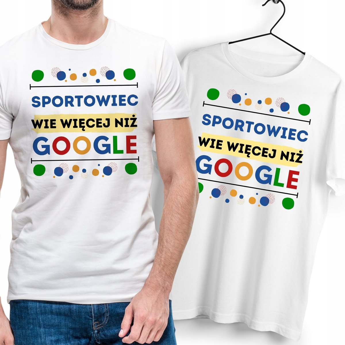 T-Shirt Dla Sportowca biały Na Prezent z Dowolnym Nadrukiem Zdjęciem Gift