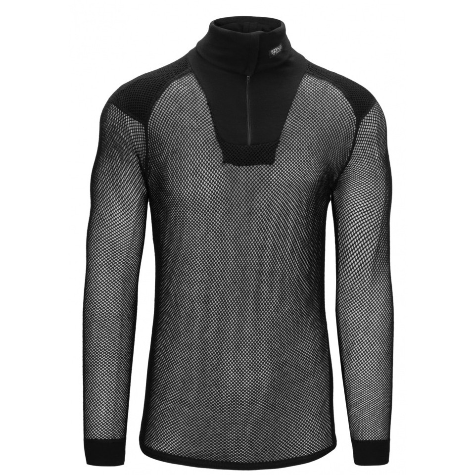 Golf męski Brynje of Norway Super Thermo Zip polo Shirt Rozmiar: M / Kolor: czarny