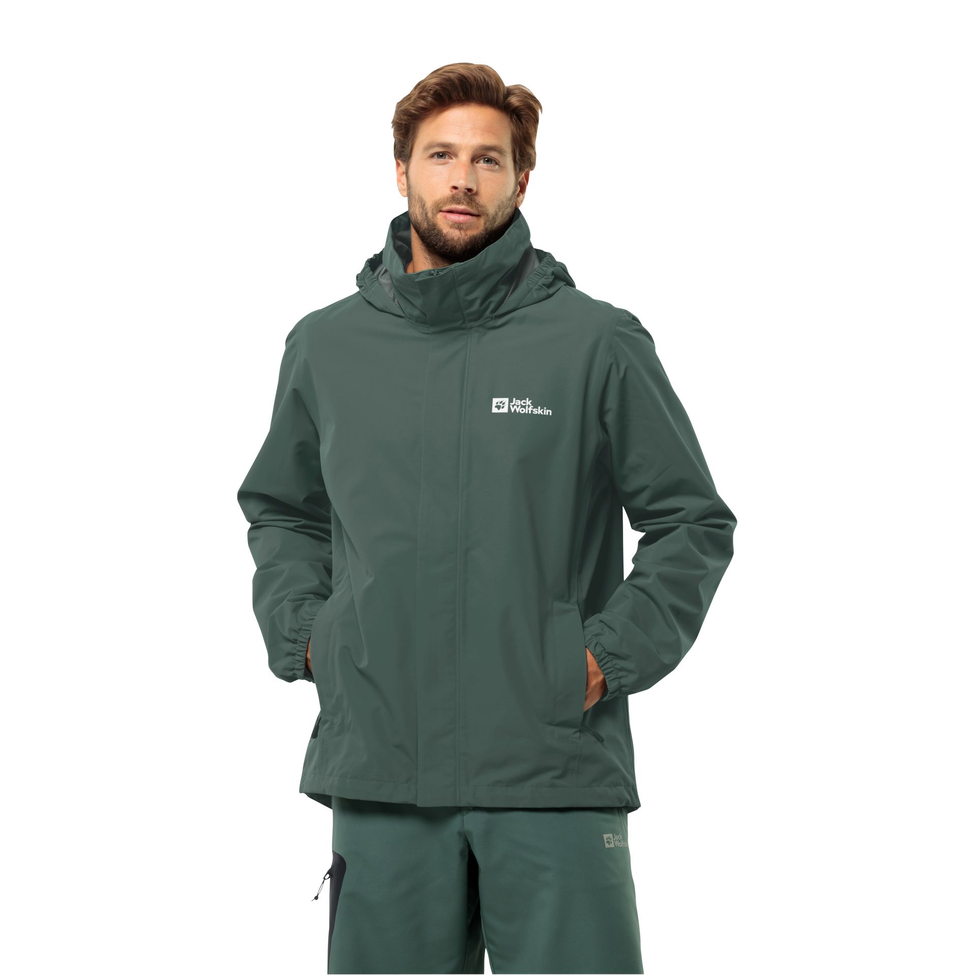 Męska kurtka Jack Wolfskin STORMY POINT 2L JKT M black olive/black olive - S