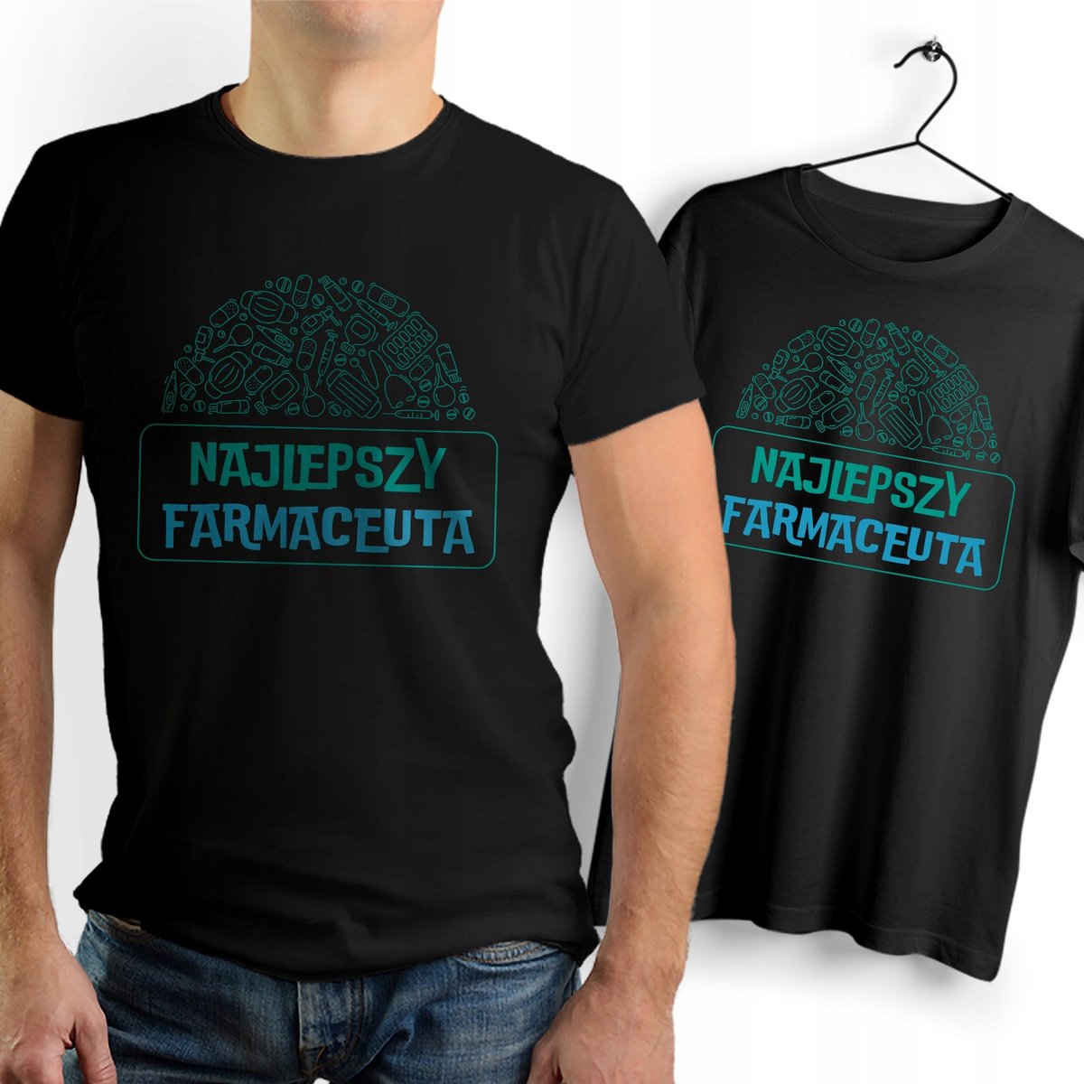 Dla Farmaceuty T-Shirt czarny Na Prezent z Dowolnym Nadrukiem Zdjęciem Gift