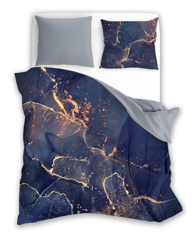 Faro Pościel satyna bawełniana Minerals 140x200+70x90 cm granat ze złotem