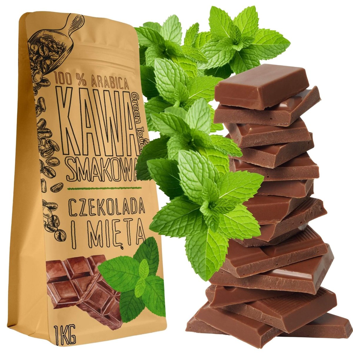 Kawa Mielona Czekoladowo Miętowa Mięta W Czekoladzie 1 Kg Green Touch