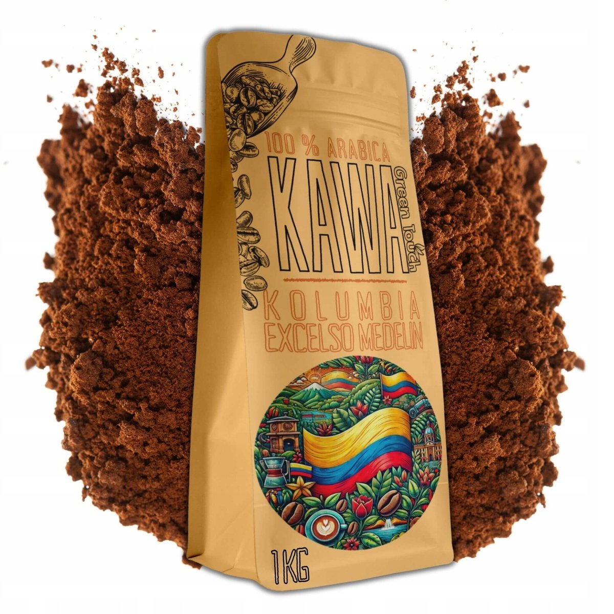 Kawa Mielona Kolumbia Excelso Medelin 100% Arabica 1 Kg Green Touch