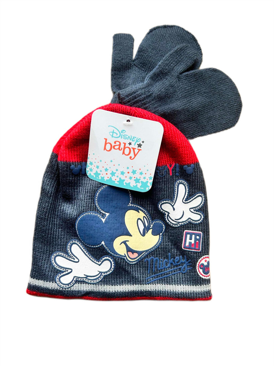 Komplet czapka rękawiczki Disney Myszka Mickey zimowa jesienna dla chłopca