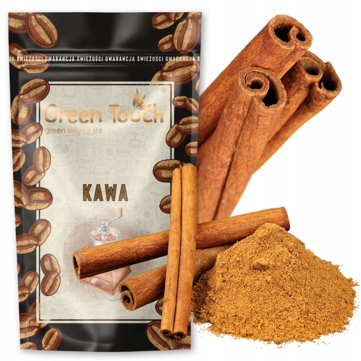 Kawa Mielona Smakowa Cynamonowa Cynamon Arabica 200 G Green Touch