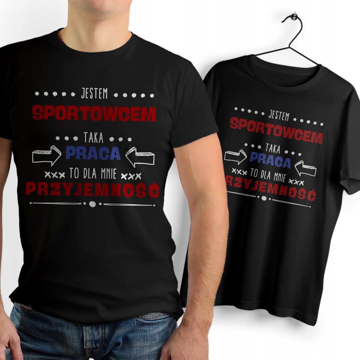 T-Shirt czarny Dla Sportowca Na Prezent z Dowolnym Nadrukiem Zdjęciem