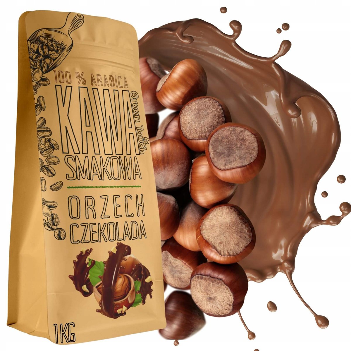 Kawa Mielona Smakowa Orzechowo Czekoladowa Arabica 1 Kg Green Touch