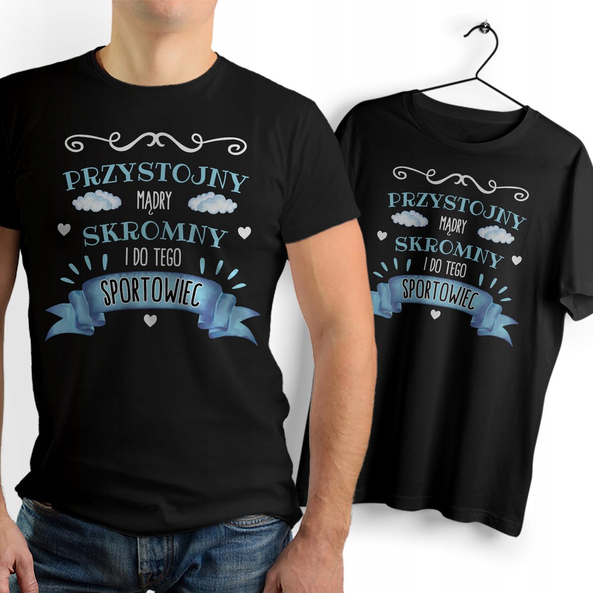 T-Shirt czarny Dla Sportowca Na Prezent z Dowolnym Nadrukiem Zdjęciem