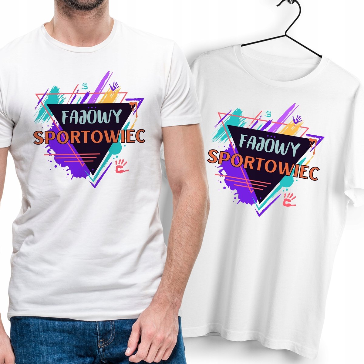 T-Shirt Dla Sportowca biały Na Prezent z Dowolnym Nadrukiem Zdjęciem Gift