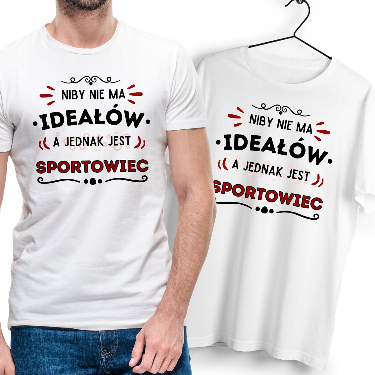 T-Shirt Dla Sportowca biały Na Prezent z Dowolnym Nadrukiem Zdjęciem Gift