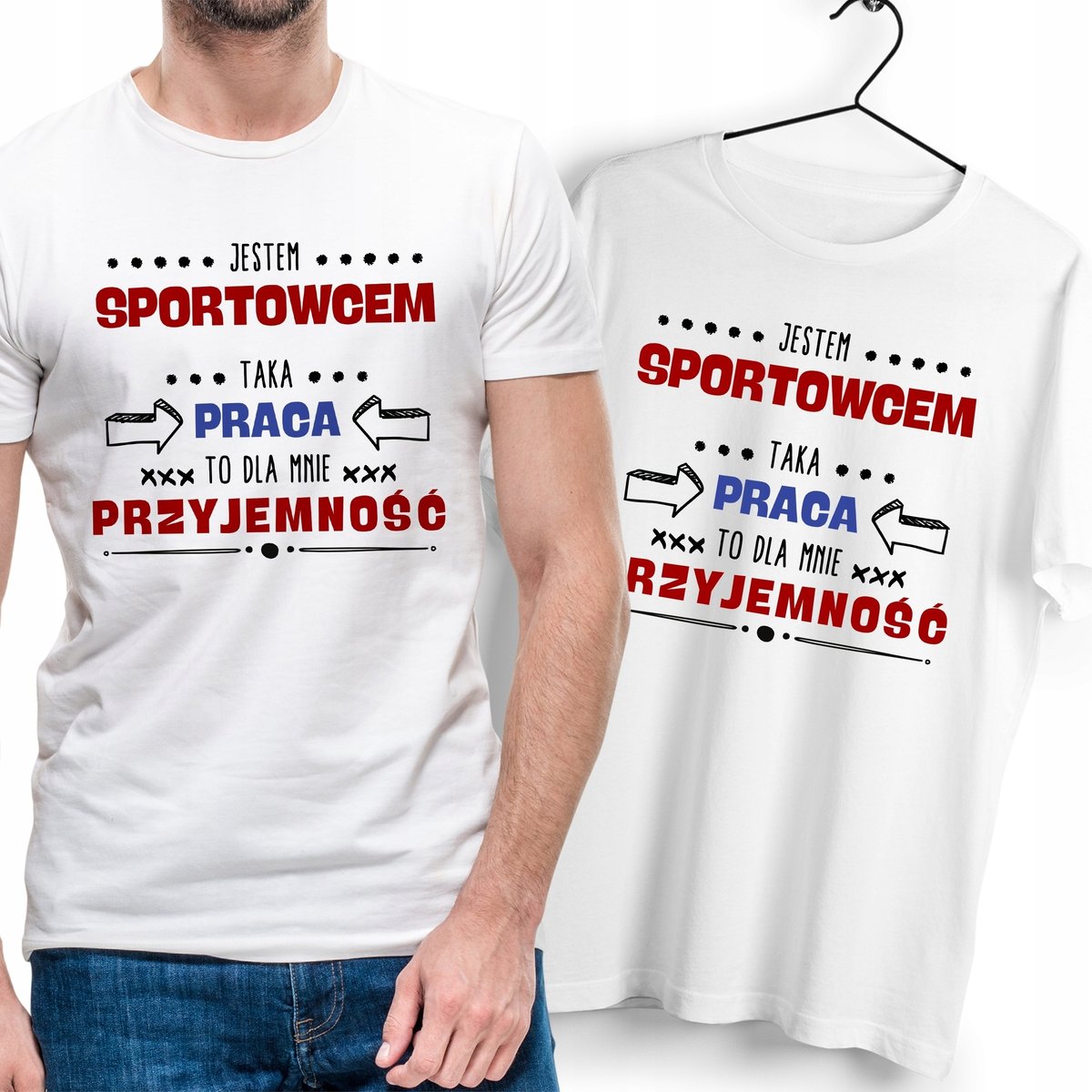T-Shirt Dla Sportowca biały Na Prezent z Dowolnym Nadrukiem Zdjęciem Gift