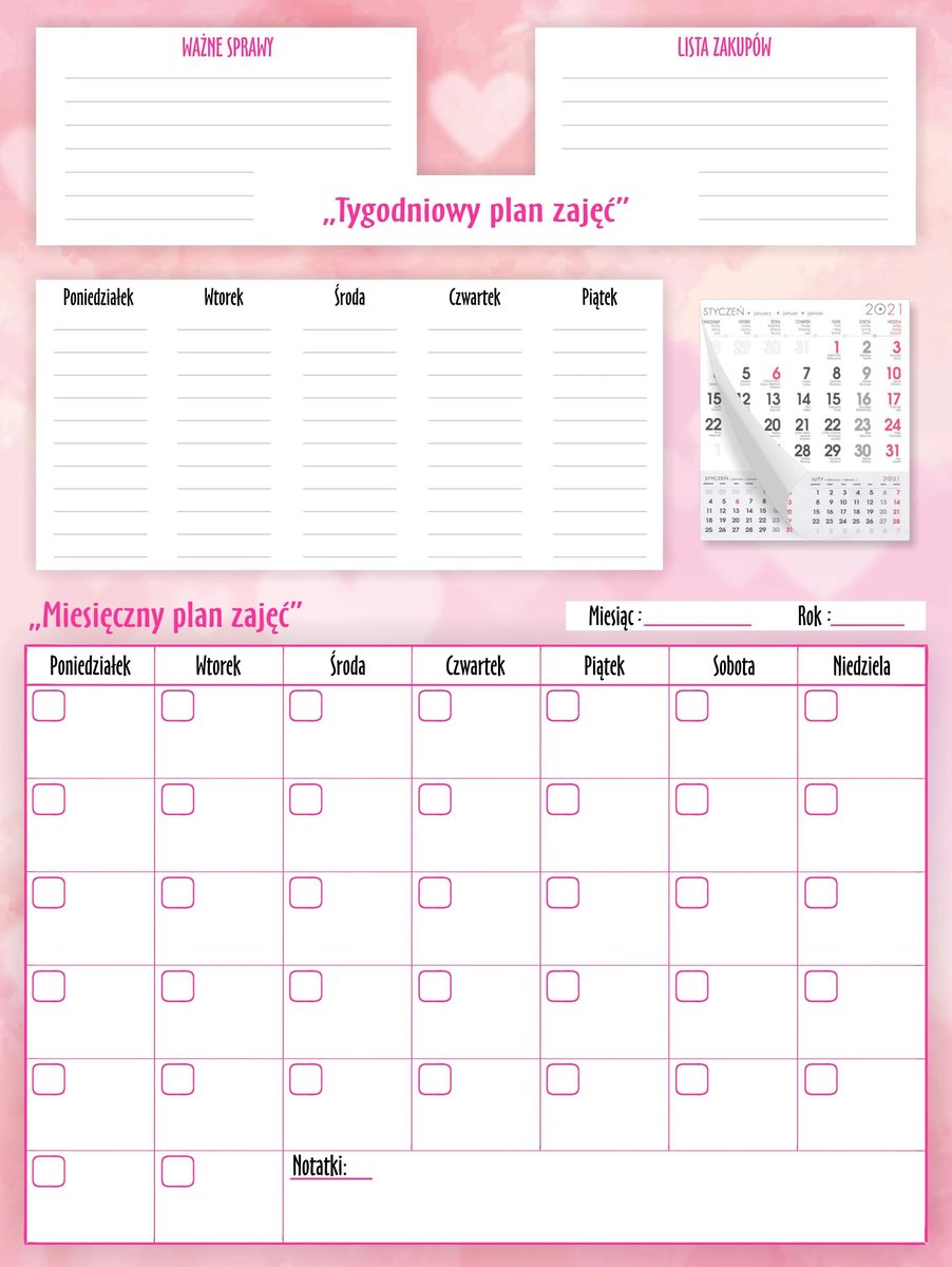 Kalendarz na lodówkę Tablice magnetyczne Duży Planer miesięczny tygodniowy XXL