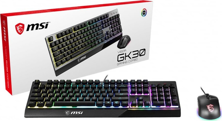 Klawiatura + mysz MSI MSI S11-04DE601-CLA klawiatura Dołączona myszka Gaming USB QWERTZ Niemiecki Czarny