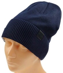Czapka zimowa męska unisex z polarem produkt polski granatowa