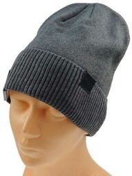 Czapka zimowa męska unisex z polarem produkt polski szara